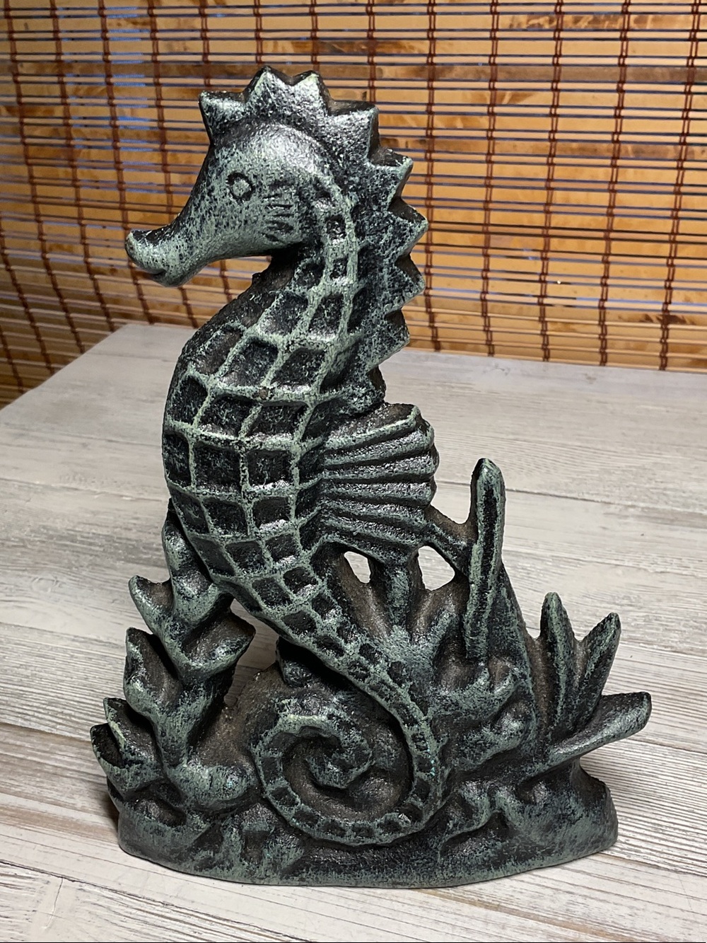 Cast Iron Seahorse Door Stopper Beach House Ocean Decor 8" Shabby Chic